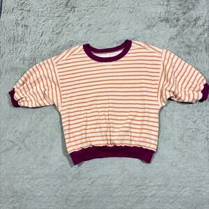 Anthropologie Pilcro Stripped Sweatshirt Size Niki Bubble Crewneck Costal Preppy